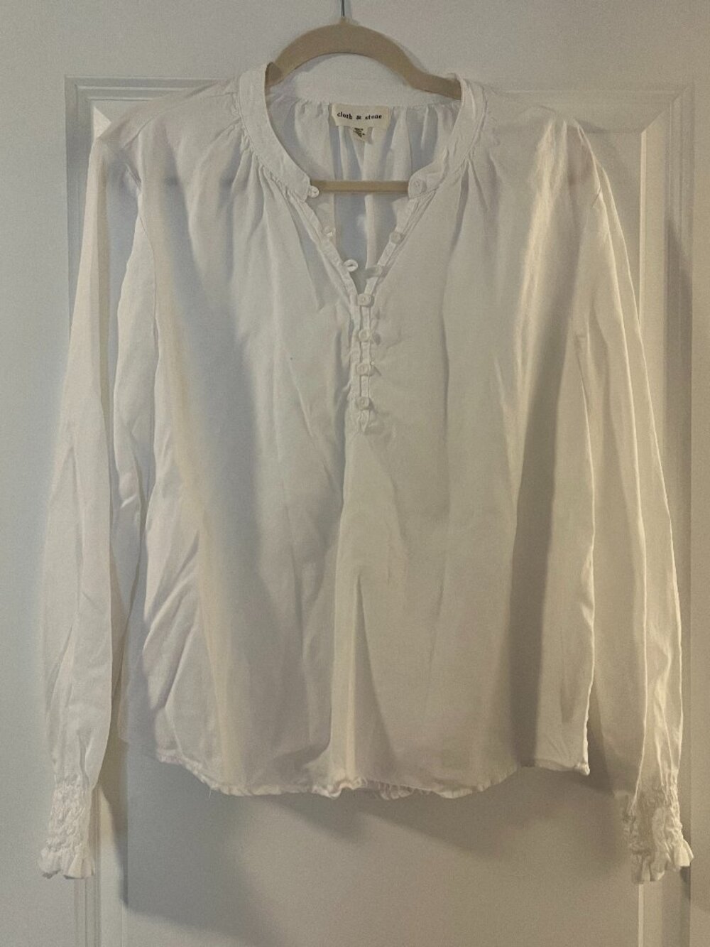 Cloth & Stone White Tencel Peasant Blouse Size Medium
